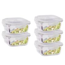 Conjunto 5 Potes Hermetico Marmita Fit Anel Vedação 320 ml