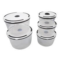 Conjunto 5 Potes Hermético Moderno 400/650/1000/1500/2000ml Tampa Branca p/ Cozinha Aniversário Festas Eventos Organização Geladeira Conjunto 5 Potes Hermético Moderno 400/650/1000/1500/2000ml Tampa Branca p/ Cozinha Aniversário Festas Eventos Organização Geladeira