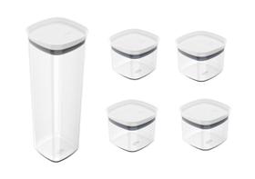 Conjunto 5 potes Herméticos BLOCK com tampa vedação OU Conjunto 5 potes Herméticos BLOCK com tampa vedação OU
