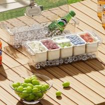 Conjunto 5 Potes Herméticos com Tampa Petisco Fruta Biscoito Piquenique