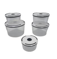 Conjunto 5 Potes Herméticos de Plástico Com Tampa