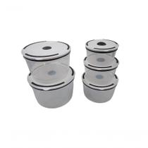 Conjunto 5 Potes Herméticos de Plástico com Tampa Transparente Top Rio Comercial