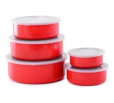Conjunto 5 Potes Herméticos Inox Mantimento Wincy - Vermelho