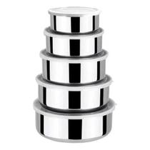Conjunto 5 Potes Herméticos Inox Redondos Com Tampa Conjunto 5 Potes Herméticos Inox Redondos Com Tampa
