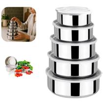 Conjunto 5 Potes Inox Com Tampa Cozinha Despensa Geladeira Conjunto 5 Potes Inox Com Tampa Cozinha Despensa Geladeira