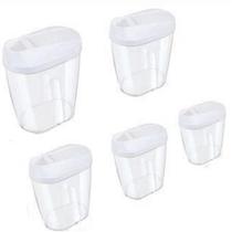 Conjunto 5 Potes P/ Alimentos 300ML/460ML/680ML/960ML/1400L - Lyor Conjunto 5 Potes P/ Alimentos 300ML/460ML/680ML/960ML/1400L - Lyor