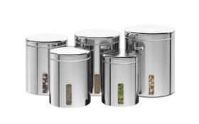 Conjunto 5 Potes Para Mantimentos Inox Com Visor Brinox