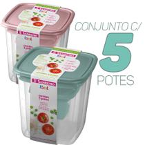 Conjunto 5 Potes Para Mantimentos Quadrado Fácil Sanremo