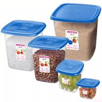 Conjunto 5 Potes Para Mantimentos Quadrado Fácil Sanremo