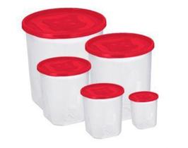 Conjunto 5 Potes para Mantimentos Redondo Jaguar Sortido Conjunto 5 Potes para Mantimentos Redondo Jaguar Sortido