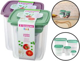 Conjunto 5 Potes Plásticos Para Alimentos Tampa Hermética Freezer Marmita Geladeira Multiuso