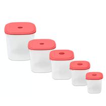 Conjunto 5 Potes Quadrados Plástico 7,65L 5L- Sanremo
