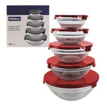 Conjunto 5 Potes Redondo de Vidro Hermeticos Com Tampa Conjunto 5 Potes Redondo de Vidro Hermeticos Com Tampa