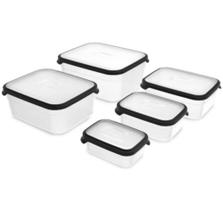 Conjunto 5 Potes Retangulares Herméticos Super Resistentes
