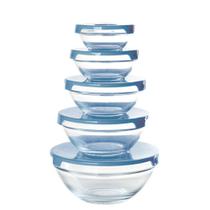 Conjunto 5 Potes Tigela Vidro Tampa Azul Class Home Conjunto 5 Potes Tigela Vidro Tampa Azul Class Home