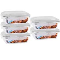 Conjunto 5 Potes Vidro Hermético Mantimentos Marmita 370ml