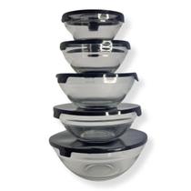 Conjunto 5 Potes Vidro Tampa Hermética Marmita Mantimentos Conjunto 5 Potes Vidro Tampa Hermética Marmita Mantimentos