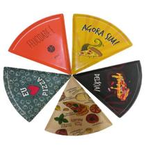 Conjunto 5 Pratinhos Em Melamina Para Fatias de Pizza 22cm Conjunto 5 Pratinhos Em Melamina Para Fatias de Pizza 22cm