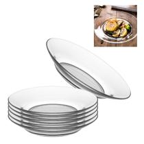 Conjunto 5 Pratos Fundos de Vidro 21cm Elegantes Conjunto 5 Pratos Fundos de Vidro 21cm Elegantes