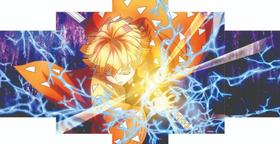 Conjunto 5 Quadros Anime Demon Slayer Zenitsu Ataque Respiração Trovão"