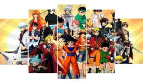 Conjunto 5 Quadros Animes Nostálgicos Goku Naruto Luffy" Conjunto 5 Quadros Animes Nostálgicos Goku Naruto Luffy"