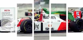 Conjunto 5 Quadros Ayrton Senna Com Frase Meta Mclaren"