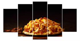 Conjunto 5 Quadros Batata Frita Bacon Lanchonete"