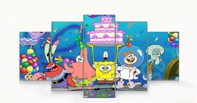 Conjunto 5 Quadros Bob Esponja"