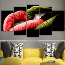 Conjunto 5 Quadros Bocas Beijo"