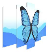 Conjunto 5 Quadros Borboleta Azul" Conjunto 5 Quadros Borboleta Azul"