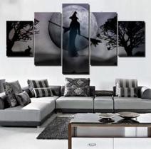 Conjunto 5 Quadros Bruxa Lua" Conjunto 5 Quadros Bruxa Lua"