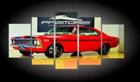 Conjunto 5 Quadros Carro Opala Ss Coupe Vermelha"
