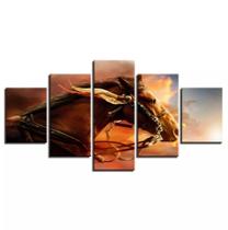 Conjunto 5 Quadros Cavalo De Guerra Indio" Conjunto 5 Quadros Cavalo De Guerra Indio"