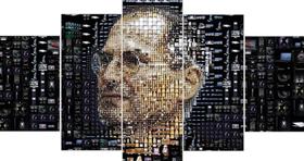 Conjunto 5 Quadros Celebridade Steve Jobs Face Tipografia"