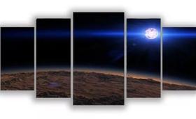 Conjunto 5 Quadros Cometa Passando Universo"