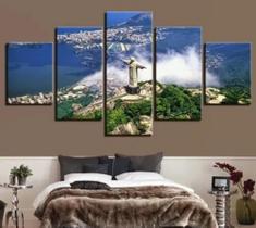 Conjunto 5 Quadros Cristo Redentor Paisagem"