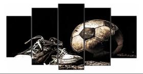 Conjunto 5 Quadros Decorativos bola de futebol"