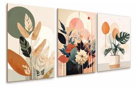 Conjunto 5 Quadros Decorativos Floral Plantas Moderno"