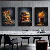 Conjunto 5 Quadros Decorativos Guloseimas Lanches"