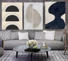 Conjunto 5 Quadros Decorativos Linhas Moderna Azul Cinza"