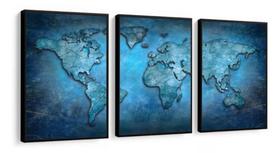 Conjunto 5 Quadros Decorativos Mapa Mundi"