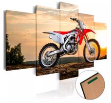 Conjunto 5 Quadros Decorativos Moto Motocross Trilha "