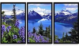 Conjunto 5 Quadros Decorativos Paisagem Montanhas Com Neve"