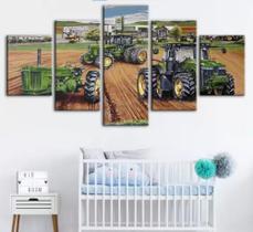 Conjunto 5 Quadros Decorativos tratores jhon deere"