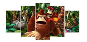 Conjunto 5 Quadros Donkey Kong Super Nintendo Classico" - iron tech