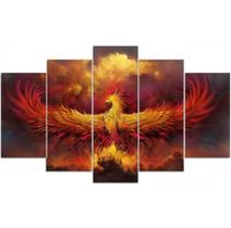 Conjunto 5 Quadros fenix" Conjunto 5 Quadros fenix"
