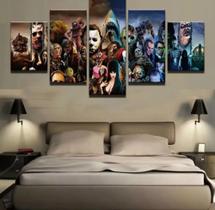 Conjunto 5 Quadros Filmes De Terror"