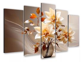 Conjunto 5 Quadros Flores Luxo"