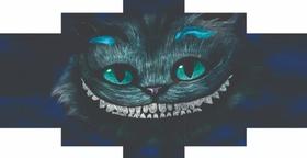 Conjunto 5 Quadros Gato Alice Pais Maravilhas" Conjunto 5 Quadros Gato Alice Pais Maravilhas"