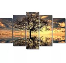 Conjunto 5 Quadros Imagem Árvore"